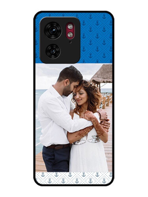 Custom Motorola Edge 40 Custom Glass Phone Case - Blue Anchors Design