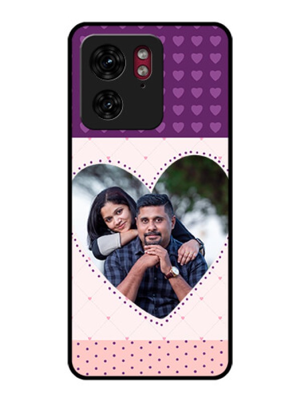 Custom Motorola Edge 40 Custom Glass Phone Case - Violet Love Dots Design