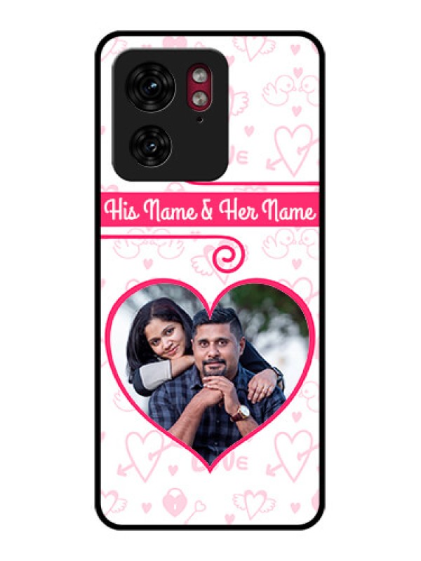 Custom Motorola Edge 40 Custom Glass Phone Case - Heart Shape Love Design