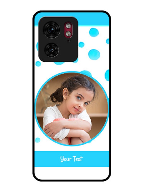 Custom Motorola Edge 40 Custom Glass Phone Case - Blue Bubbles Pattern Design