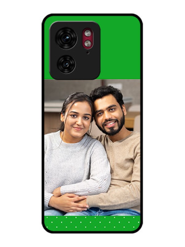 Custom Motorola Edge 40 Custom Glass Phone Case - Green Pattern Design