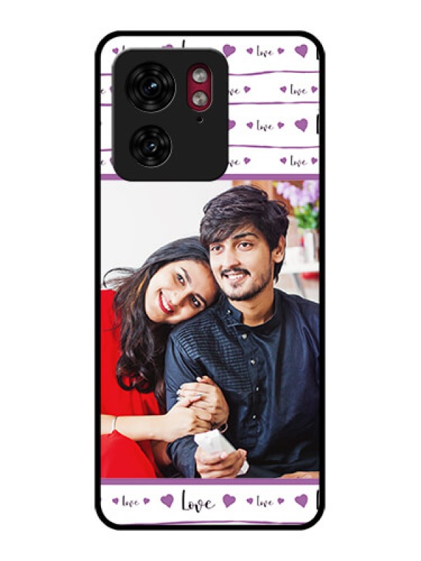 Custom Motorola Edge 40 Custom Glass Phone Case - Couples Heart Design