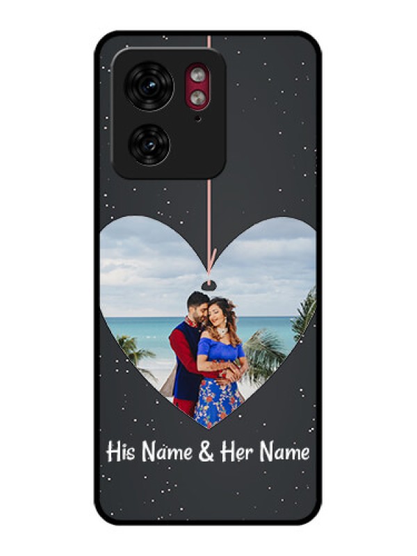 Custom Motorola Edge 40 Custom Glass Phone Case - Hanging Heart Design