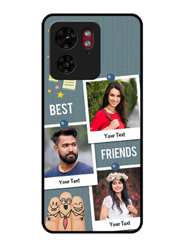 Custom Motorola Edge 40 Custom Glass Phone Case - Sticky Frames And Friendship Design