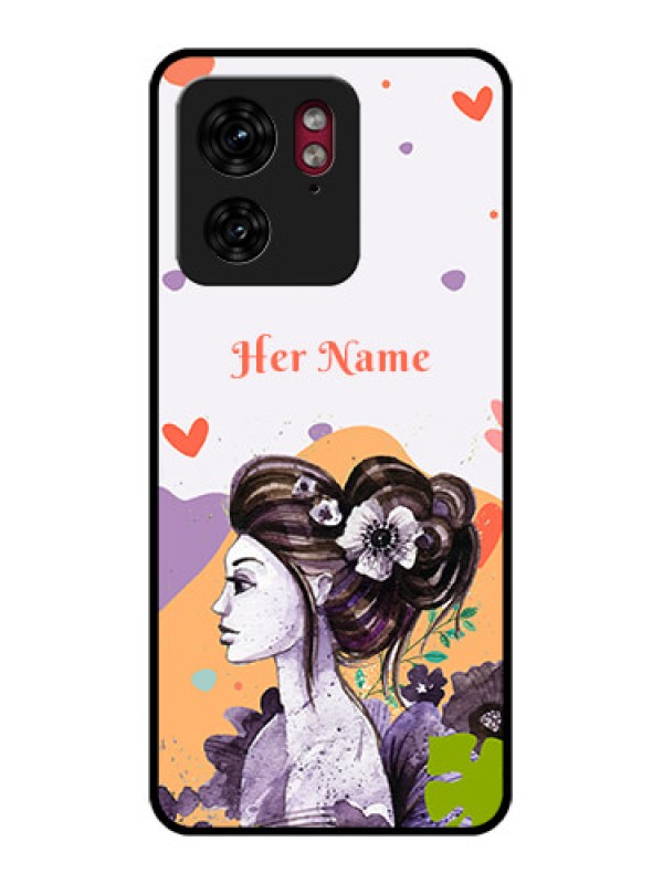 Custom Motorola Edge 40 Custom Glass Phone Case - Woman And Nature Design