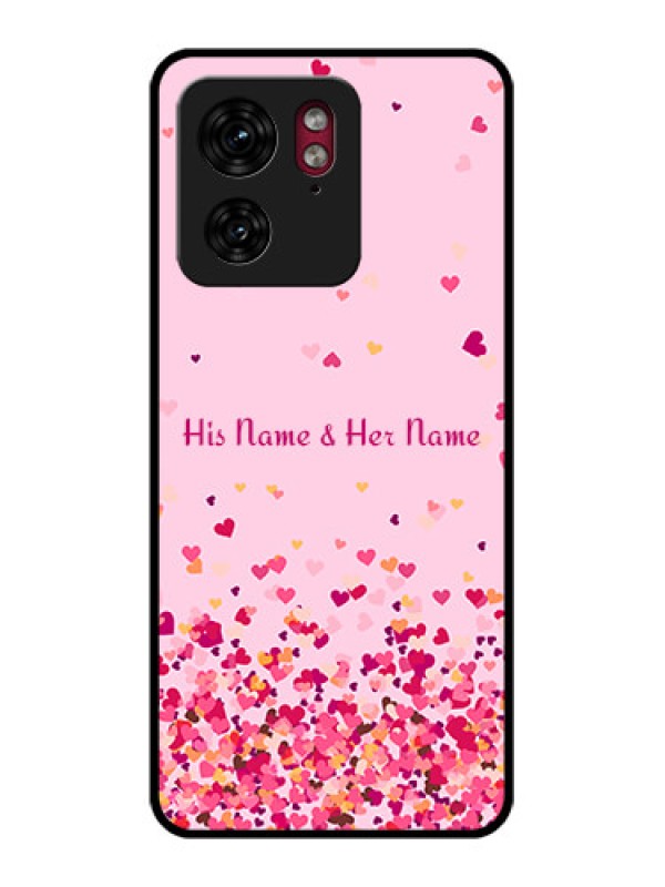 Custom Motorola Edge 40 Custom Glass Phone Case - Floating Hearts Design