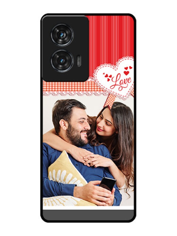 Custom Motorola Edge 50 Fusion Custom Glass Phone CaseRed Love Pattern Design