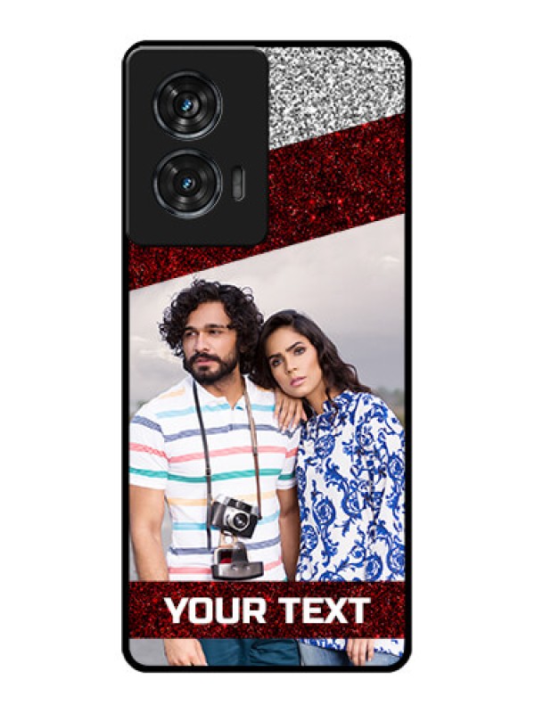 Custom Motorola Edge 50 Fusion Custom Glass Phone CaseImage Holder With Glitter Strip Design