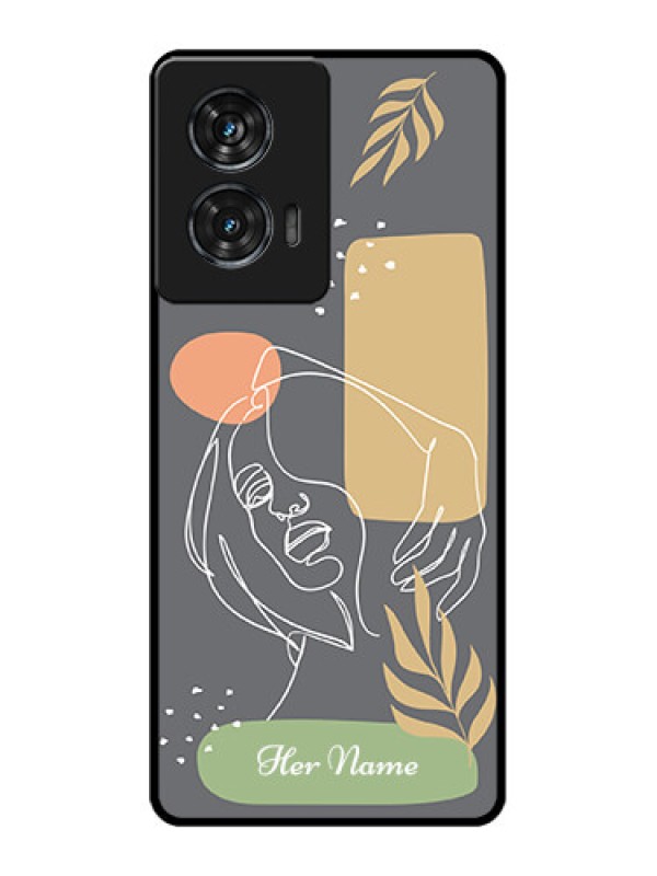 Custom Motorola Edge 50 Fusion Custom Glass Phone CaseGazing Woman Line Art Design