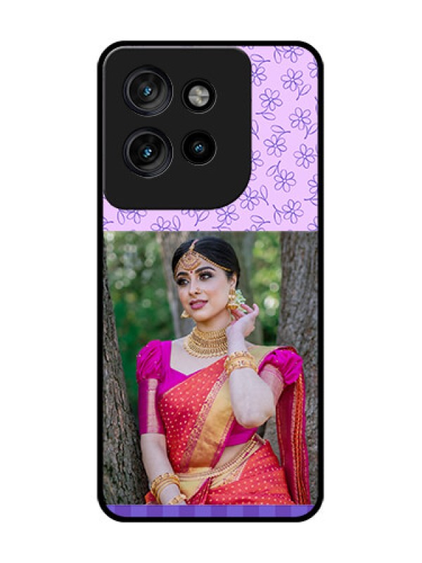 Custom Motorola Edge 50 Neo Custom Glass Phone CasePurple Floral Design