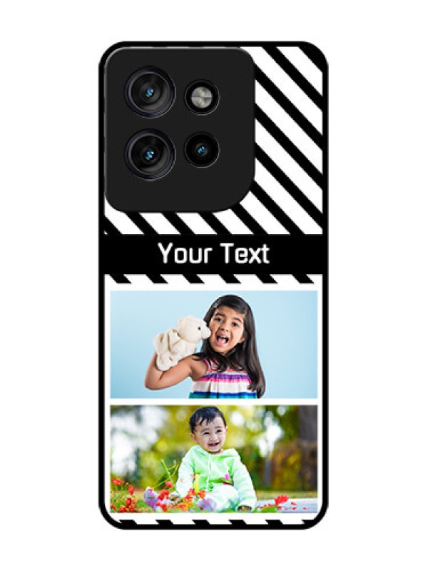 Custom Motorola Edge 50 Neo Custom Glass Phone CaseBlack And White Stripes Design
