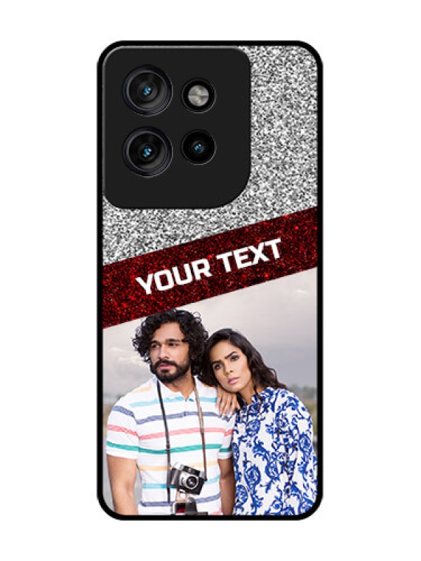 Custom Motorola Edge 50 Neo Custom Glass Phone CaseImage Holder With Glitter Strip Design