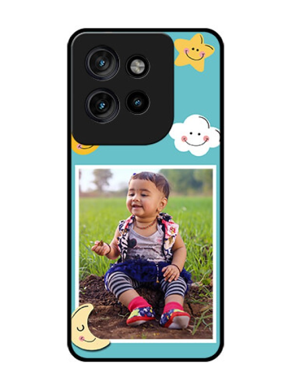 Custom Motorola Edge 50 Neo Custom Glass Phone CaseSmiley Kids Stars Design