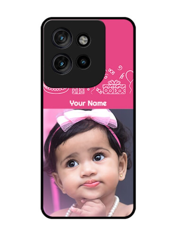 Custom Motorola Edge 50 Neo Custom Glass Phone CaseWith Birthday Line Art Design