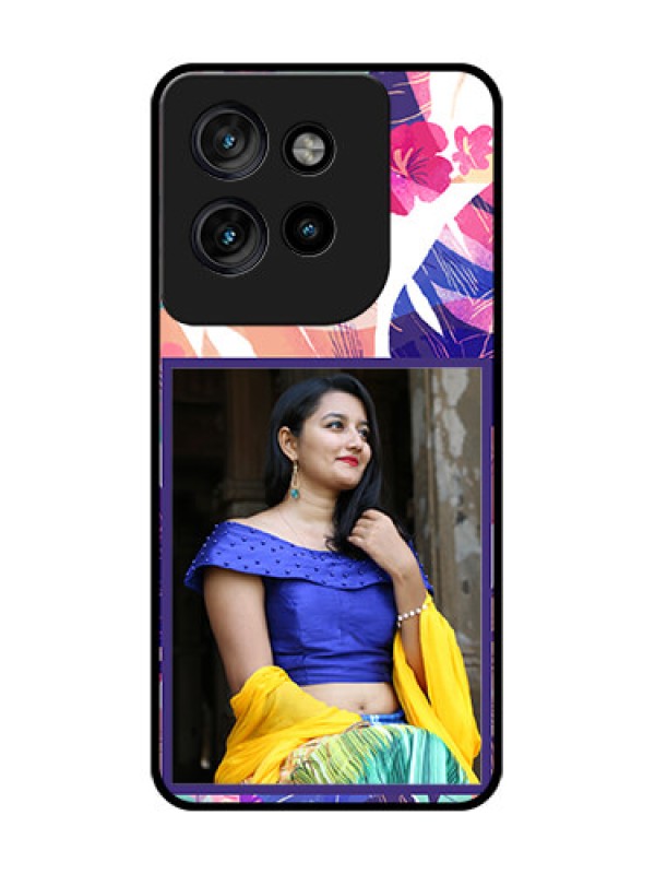 Custom Motorola Edge 50 Neo Custom Glass Phone CaseAbstract Floral Design