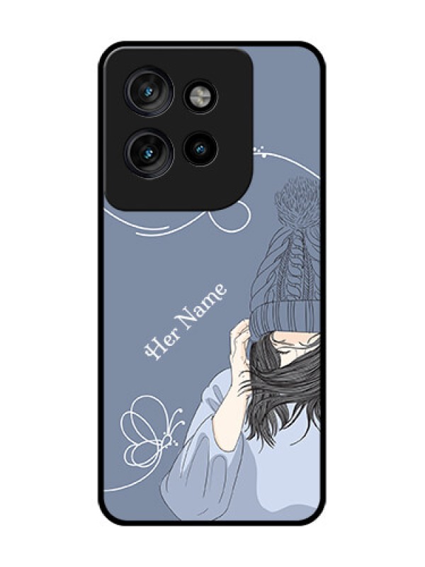 Custom Motorola Edge 50 Neo Custom Glass Phone CaseGirl In Winter Outfit Design
