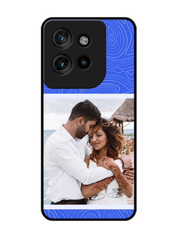 Custom Motorola Edge 50 Neo Custom Glass Phone CaseCurved Line Art With Blue And White Design