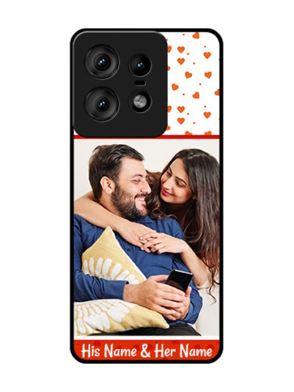 Custom Motorola Edge 50 Pro 5G Custom Glass Phone CaseOrange Love Symbol Design