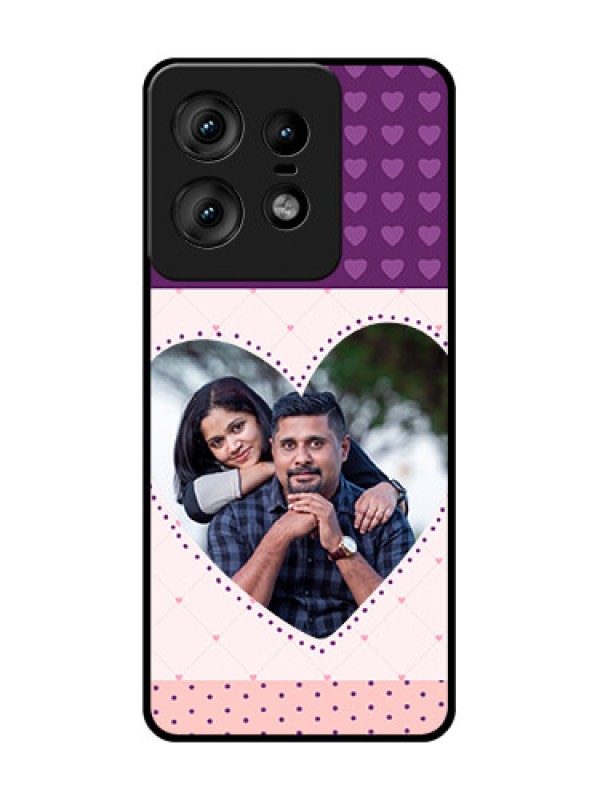 Custom Motorola Edge 50 Pro 5G Custom Glass Phone CaseViolet Love Dots Design