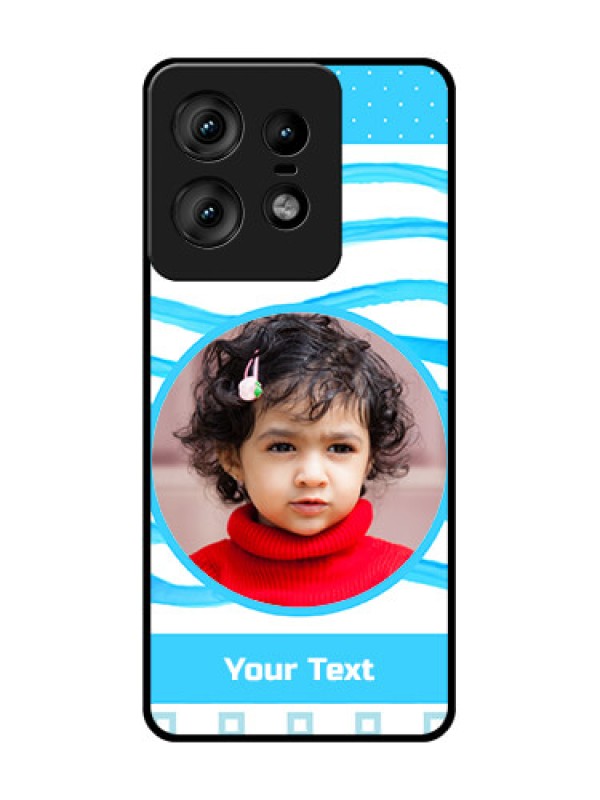 Custom Motorola Edge 50 Pro 5G Custom Glass Phone CaseSimple Blue Case Design