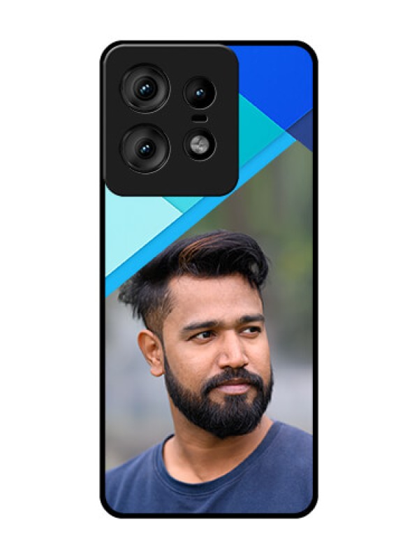 Custom Motorola Edge 50 Pro 5G Custom Glass Phone CaseBlue Pattern Design