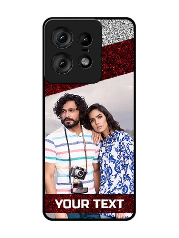Custom Motorola Edge 50 Pro 5G Custom Glass Phone CaseImage Holder With Glitter Strip Design