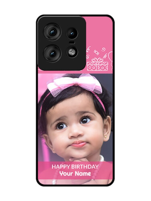 Custom Motorola Edge 50 Pro 5G Custom Glass Phone CaseWith Birthday Line Art Design