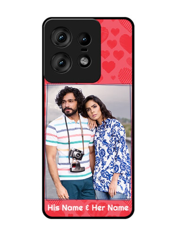 Custom Motorola Edge 50 Pro 5G Custom Glass Phone CaseWith Red Heart Symbols Design