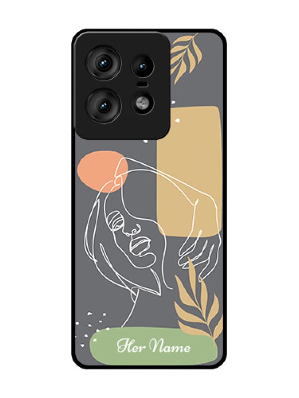 Custom Motorola Edge 50 Pro 5G Custom Glass Phone CaseGazing Woman Line Art Design