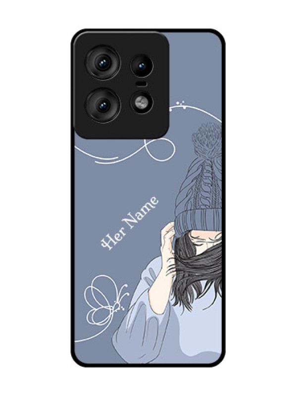 Custom Motorola Edge 50 Pro 5G Custom Glass Phone CaseGirl In Winter Outfit Design