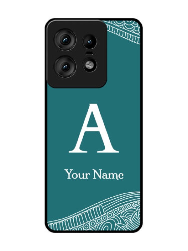 Custom Motorola Edge 50 Pro 5G Custom Glass Phone CaseLine Art Pattern With Custom Name Design
