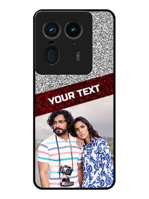 Custom Motorola Edge 50 Ultra 5G Custom Glass Phone CaseImage Holder With Glitter Strip Design