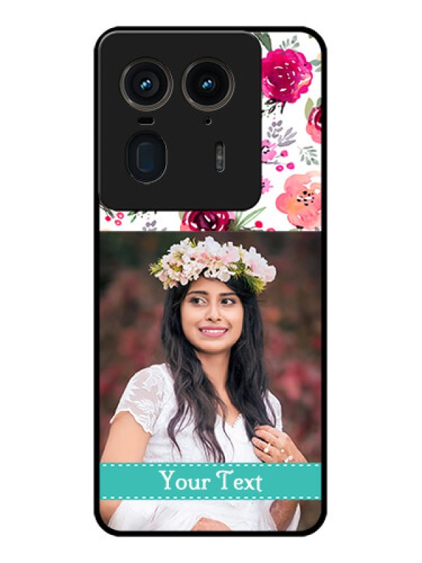 Custom Motorola Edge 50 Ultra 5G Custom Glass Phone CaseWater Colors Floral Design