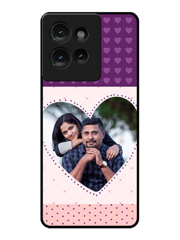 Custom Motorola Edge 50 Custom Glass Phone CaseViolet Love Dots Design