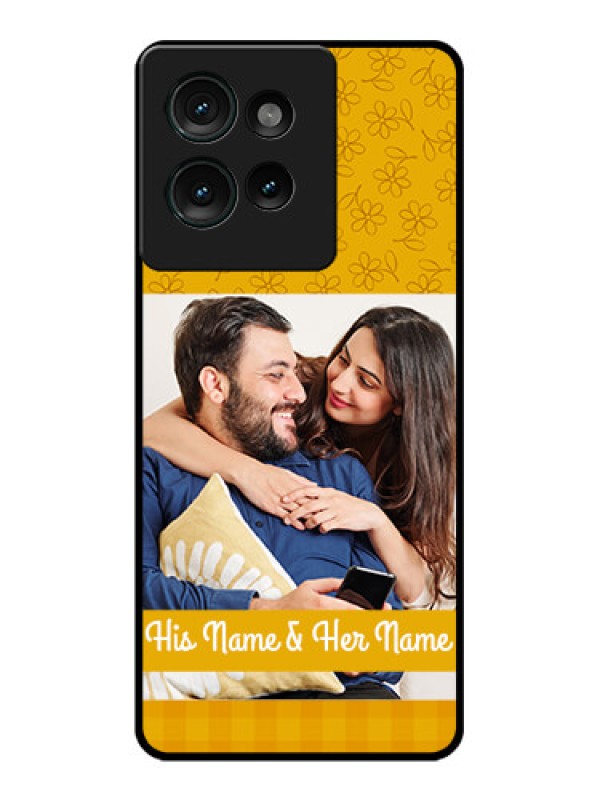Custom Motorola Edge 50 Custom Glass Phone CaseYellow Floral Design