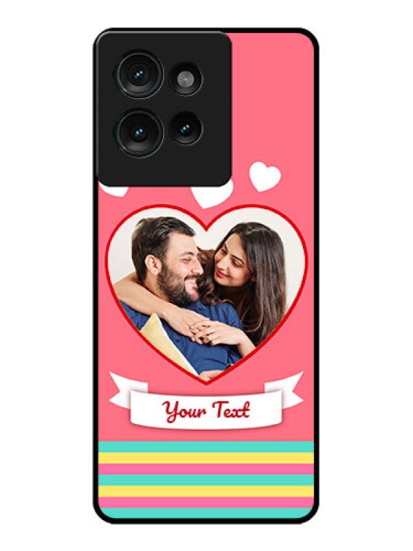 Custom Motorola Edge 50 Custom Glass Phone CaseLove Shapes Doodle Design