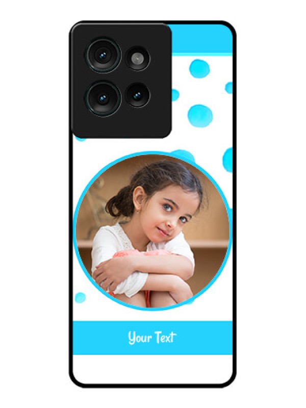 Custom Motorola Edge 50 Custom Glass Phone CaseBlue Bubbles Pattern Design