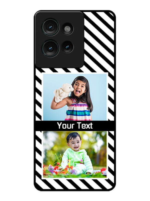 Custom Motorola Edge 50 Custom Glass Phone CaseBlack And White Stripes Design