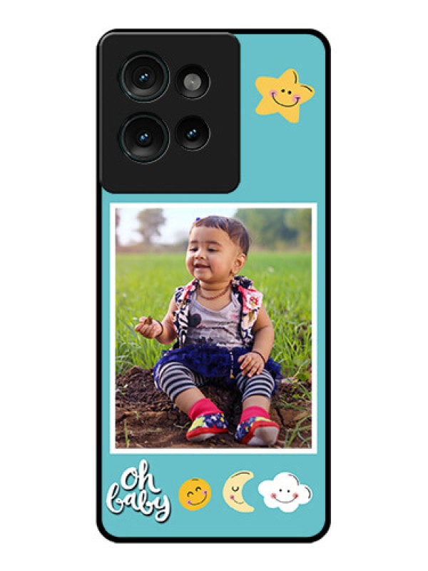 Custom Motorola Edge 50 Custom Glass Phone CaseSmiley Kids Stars Design
