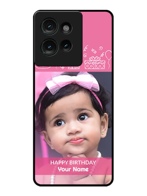Custom Motorola Edge 50 Custom Glass Phone CaseWith Birthday Line Art Design