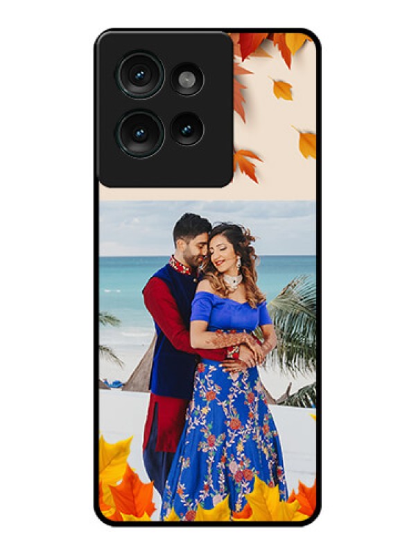 Custom Motorola Edge 50 Custom Glass Phone CaseAutumn Maple Leaves Design