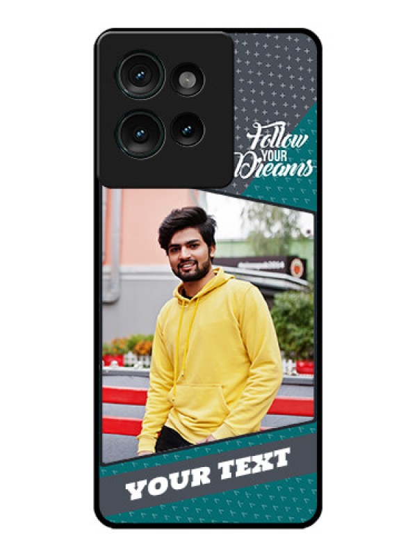 Custom Motorola Edge 50 Custom Glass Phone CaseBackground Pattern Design With Quote