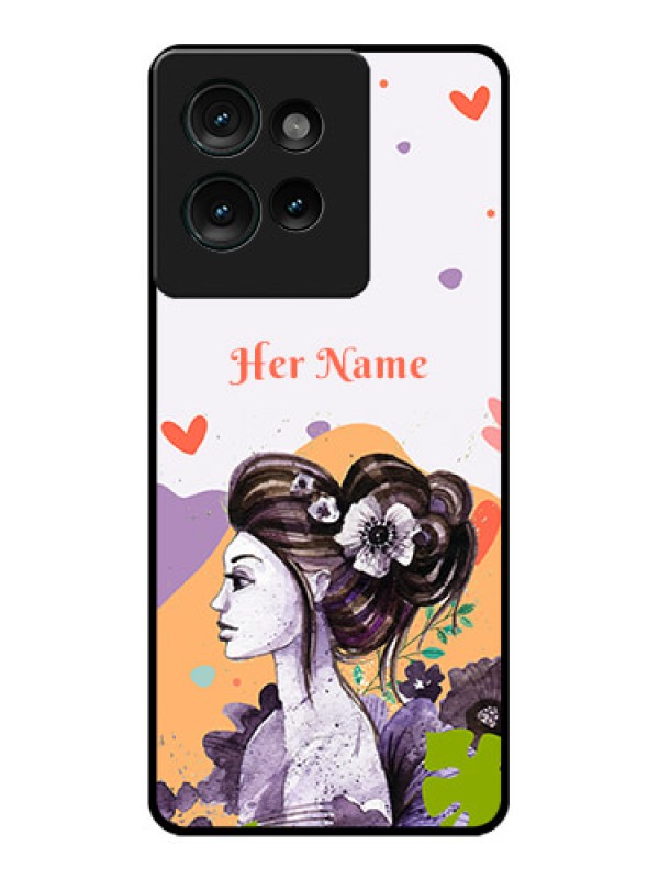Custom Motorola Edge 50 Custom Glass Phone CaseWoman And Nature Design