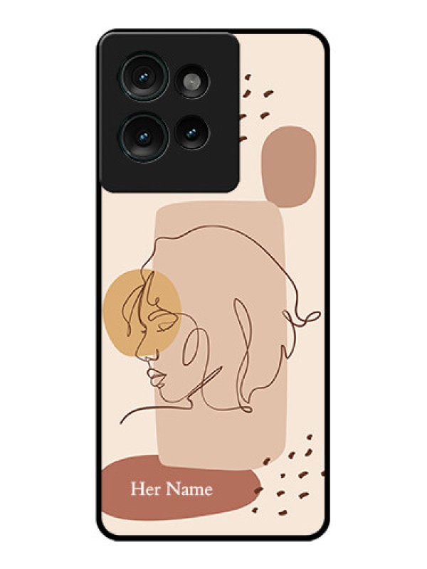 Custom Motorola Edge 50 Custom Glass Phone CaseCalm Woman Line Art Design