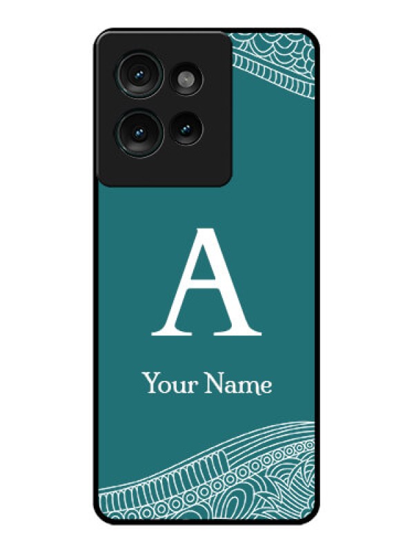 Custom Motorola Edge 50 Custom Glass Phone CaseLine Art Pattern With Custom Name Design