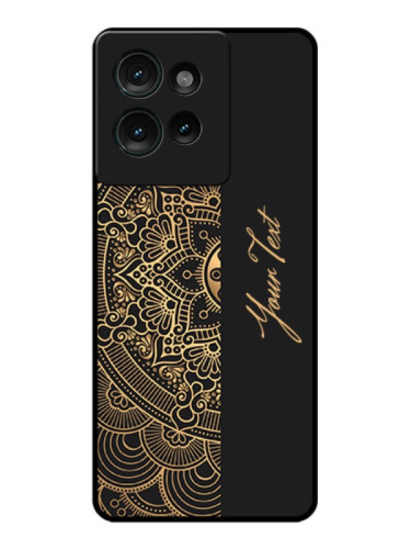 Custom Motorola Edge 50 Custom Glass Phone CaseMandala Art With Custom Text Design
