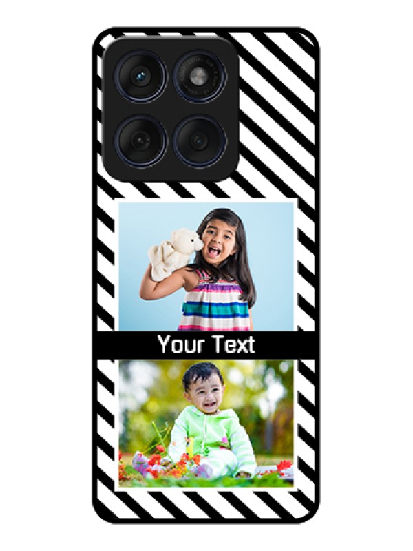 Custom Edge 60 Fusion Custom Glass Phone Case - Black And White Stripes Design