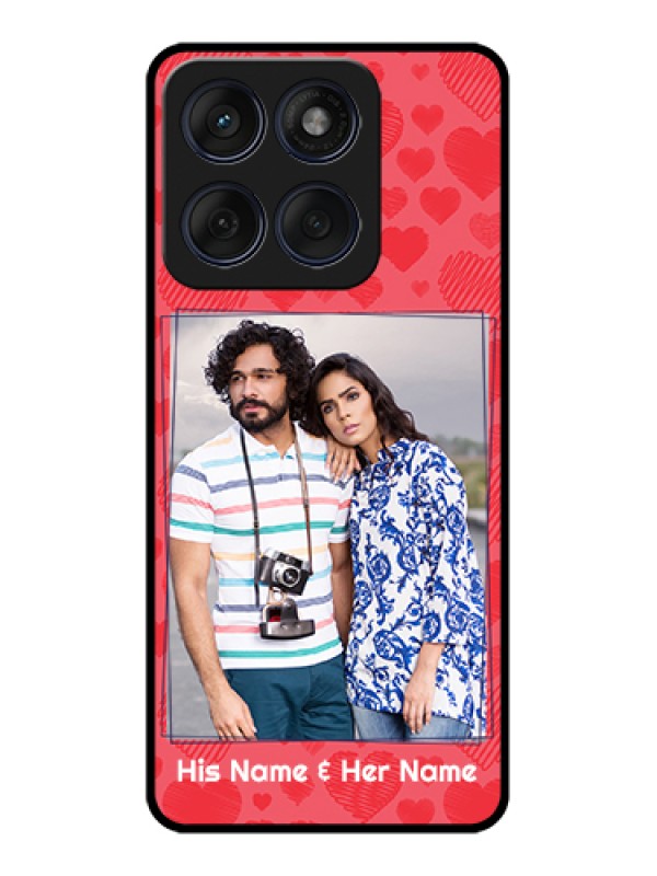 Custom Edge 60 Fusion Custom Glass Phone Case - With Red Heart Symbols Design