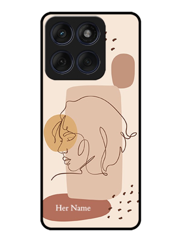 Custom Edge 60 Fusion Custom Glass Phone Case - Calm Woman Line Art Design