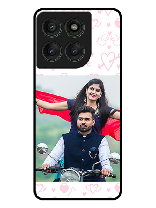 Custom Motorola Edge 60 Pro 5G Custom Glass Phone Case - Pink Flying Heart Design